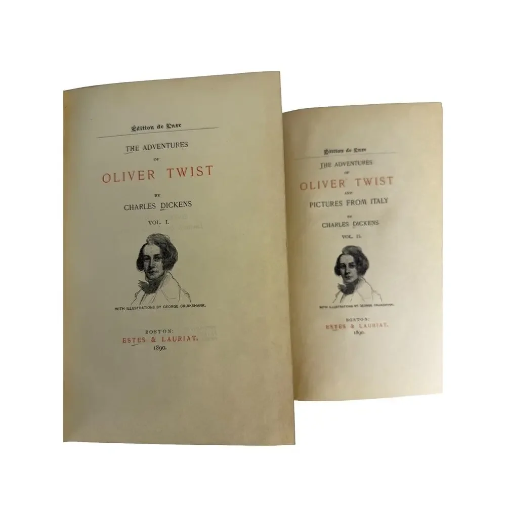 1890 Charles Dicken's Oliver Twist Vol I & II Ltd Ed Illustrated Rare Set #293‎
